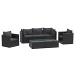 vidaXL Salon de jardin 7 Pièces avec coussins Résine tressée Noir