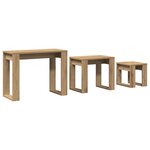 vidaXL Tables gigognes 3 Pièces chêne artisanal bois d'ingénierie