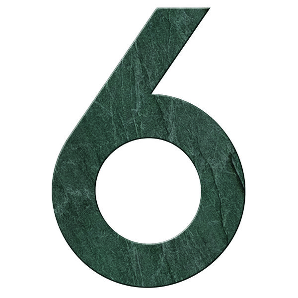 Numéro 6 - Numéro adhésif pour boîtes aux lettres- Pierre véritable 50 mm  Malachite