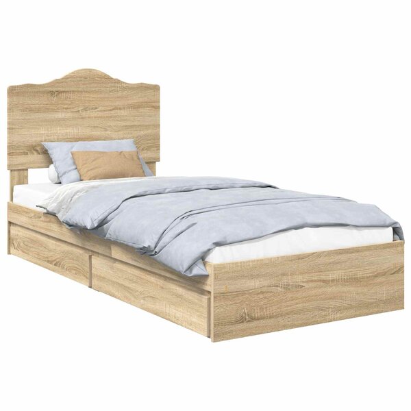 vidaXL Lit de Rangement Chêne Sonoma 90 x 190 cm Bois d'ingénierie