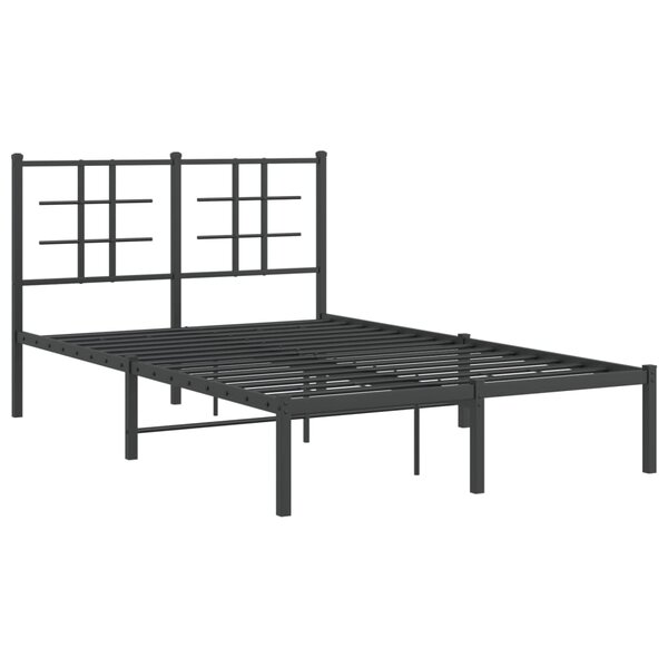 vidaXL Cadre de lit métal avec tête de lit noir 120x190 cm