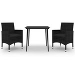 vidaXL Ensemble à manger de jardin coussins 3 Pièces Résine tressée Verre