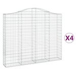 vidaXL Paniers à gabions arqués 4 Pièces 200x30x160/180 cm Fer galvanisé