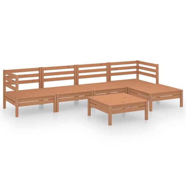 vidaXL Salon de jardin 6 Pièces Bois de pin massif Marron miel