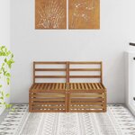 vidaXL 2 Pièce Sofa de milieu extérieur Bois d'Acacia Massif Naturel
