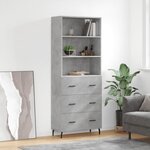 vidaXL Buffet haut Gris béton 69 5x34x180 cm Bois d'ingénierie