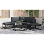 vidaXL Ensemble de canapé de jardin avec coussin 6 Pièces Noir Aluminium