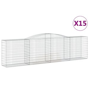 vidaXL Paniers à gabions arqués 15 Pièces 400x50x100/120 cm Fer galvanisé