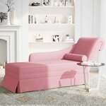 vidaXL Fauteuil long avec traversin et accoudoir droit rose velours