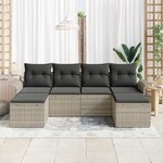 vidaXL Ensemble de canapé de jardin 6 Pièces Gris clair Poly rotin