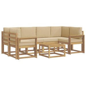 vidaXL Ensemble de canapés d'extérieur 7 Pièces Blanc et Beige