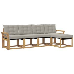 vidaXL Ensemble de canapés d'extérieur 5 pc Blanc et gris clair