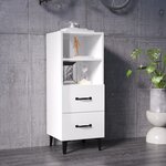 vidaXL Buffet Blanc brillant 34 5x34x90 cm Bois d'ingénierie