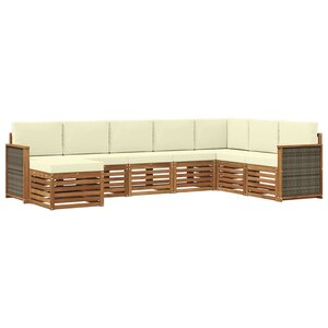 vidaXL Ensemble de canapés d'extérieur 6 Pièces Naturel et Crème