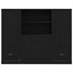 vidaXL Highboard Chêne noir 132 x 35 5 x 103 5 cm Bois d'ingénierie