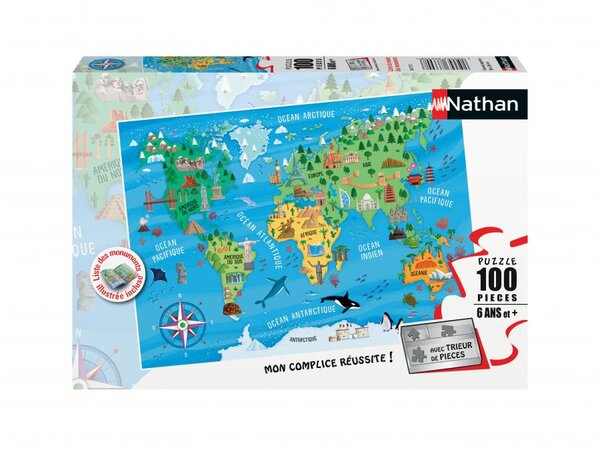 Puzzle 100 p carte du monde des monuments