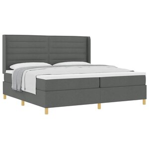 vidaXL Lit à ressorts avec matelas Gris foncé 200 x 200 cm tissu