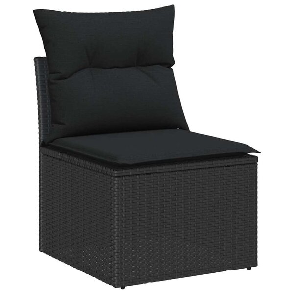 vidaXL Ensemble de canapé de jardin avec stockage 7 Pièces Noir polyrotin
