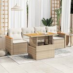 vidaXL Salon de jardin avec coussins 5 Pièces beige résine tressée acacia