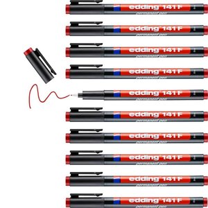 Feutre Permanent 141F Rouge Pointe Fine 0 6 mm x 10 EDDING
