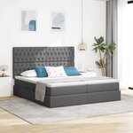 vidaXL Lit de Rangement Gris foncé 200 x 200 cm Cuir synthétique