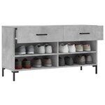 vidaXL Banc à chaussures gris béton 102x35x55 cm bois d'ingénierie