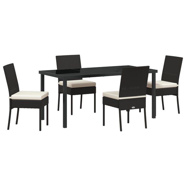 vidaXL Ensemble de jardin 5 pièces en polyrotin noir