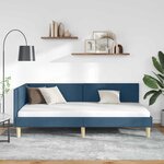 vidaXL Cadre de lit d'angle Bleu 90 x 200 cm Tissu et bois reconstitué