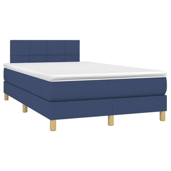 vidaXL Sommier à lattes de lit avec matelas bleu 120x190 cm tissu