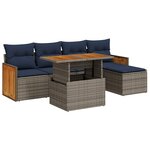 vidaXL Salon de jardin avec coussins 6 Pièces gris résine tressée acacia
