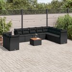 vidaXL Salon de jardin 11 Pièces avec coussins noir résine tressée