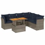 vidaXL Salon de jardin avec coussins 7 Pièces gris résine tressée