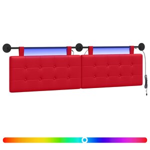 vidaXL Tête de lit suspendue Avec lumière LED Rouge Simili cuir