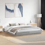 vidaXL Cadre de lit avec lumières LED sonoma gris 200x200 cm