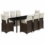 vidaXL Ensemble de bistro de jardin 9 Pièces coussins marron poly rotin