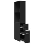 vidaXL Armoire de salle de bain étroite avec roulettes noir