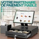 ACROPAQ Tiroir Caisse 9032K- Compatible avec Caisse Enregistreuse RJ11  34x33x10 cm-4 compartiments Monnaie & 8 billets-Métal