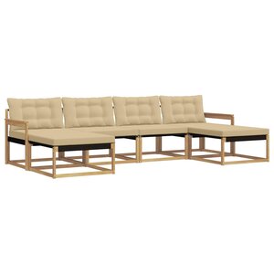 vidaXL Ensemble de canapés d'extérieur 6 Pièces Blanc et Beige