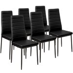 Lot de 6 chaises siège de salon cuisine salle à manger design carré élégant noir 08_0000171
