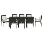 vidaXL Ensemble de salle à manger pour jardin 9 Pièces Noir polyrotin