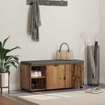 vidaXL Banc d'entrée avec coussin Uni Bois ancien 100 x 38 x 46 cm