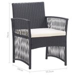 vidaXL Fauteuils de jardin avec coussins lot de 2 Noir Résine tressée