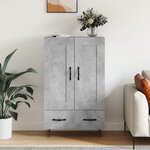 vidaXL Buffet haut gris béton 69 5x31x115 cm bois d'ingénierie
