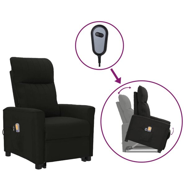 vidaXL Fauteuil de massage Noir Tissu