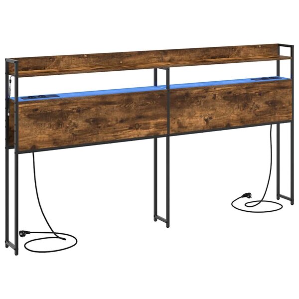 vidaXL Tête de lit de rangement Chêne fumé 200 cm Bois d'ingénierie