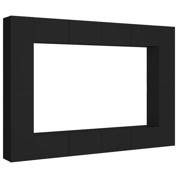 vidaXL Ensemble de meubles TV 8 Pièces Noir Bois d'ingénierie