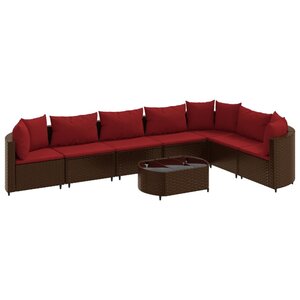 vidaXL Salon de jardin 8 Pièces avec coussins marron résine tressée