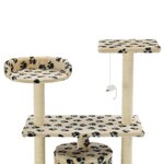 vidaXL Arbre à chat avec griffoir en sisal 95 cm Beige Motif de pattes
