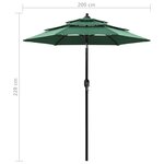 vidaXL Parasol de jardin à 3 niveaux avec mât en aluminium vert 2 m