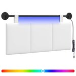 vidaXL Tête de lit suspendue Avec lumière LED Blanc Tissu